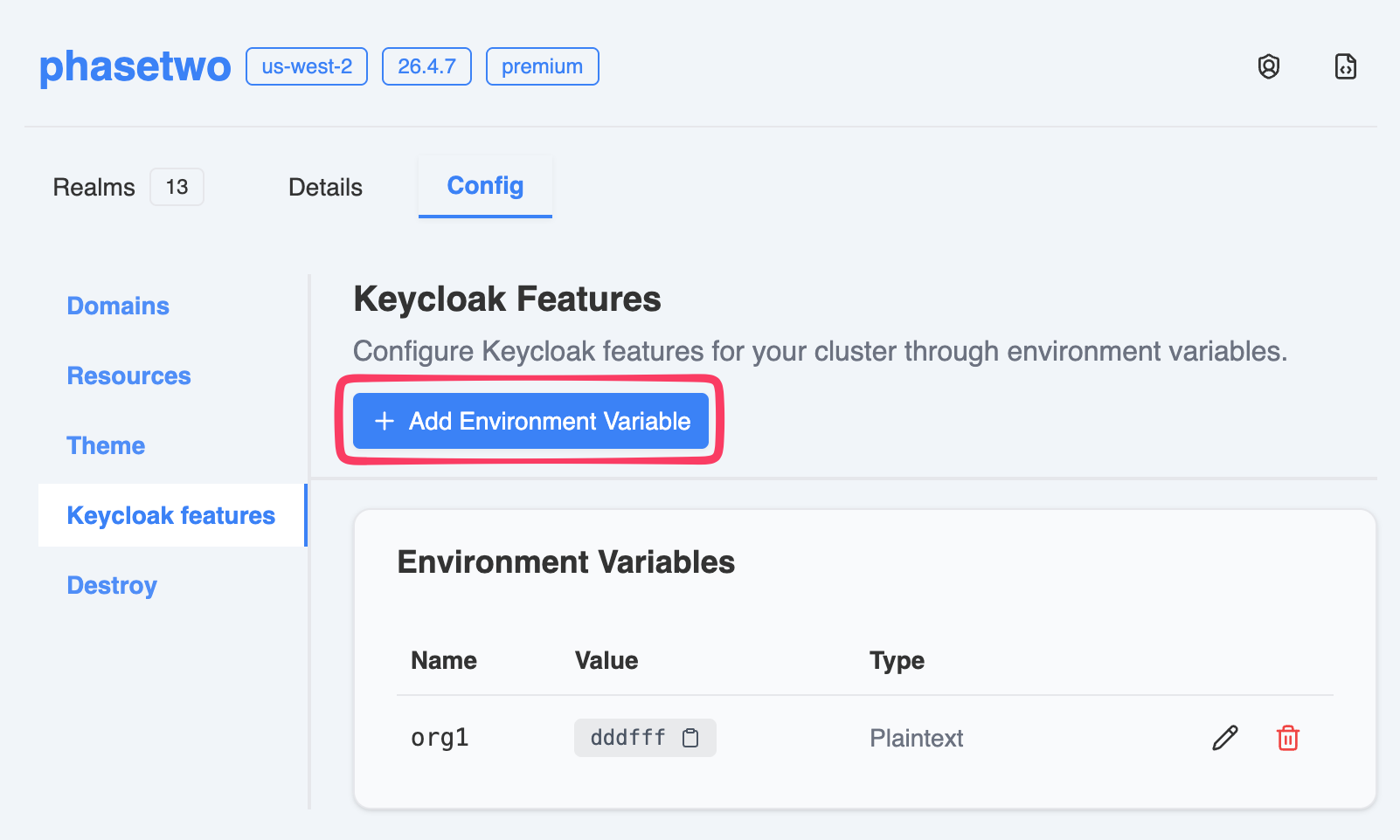 Phase Two Dash - Cluster Environment Variable Overview
