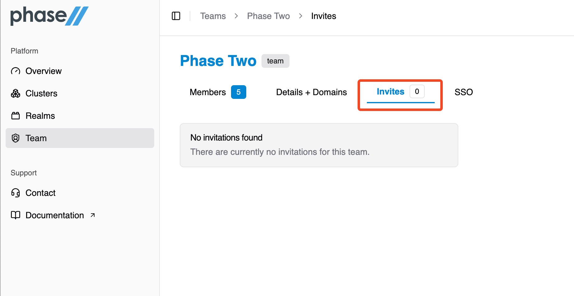 Phase Two Team Invites